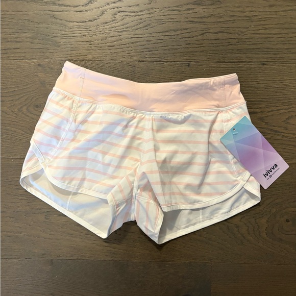 Ivivva by Lululemon pink striped speed shorts sz 14 NWT ret $74 - Picture 2 of 3